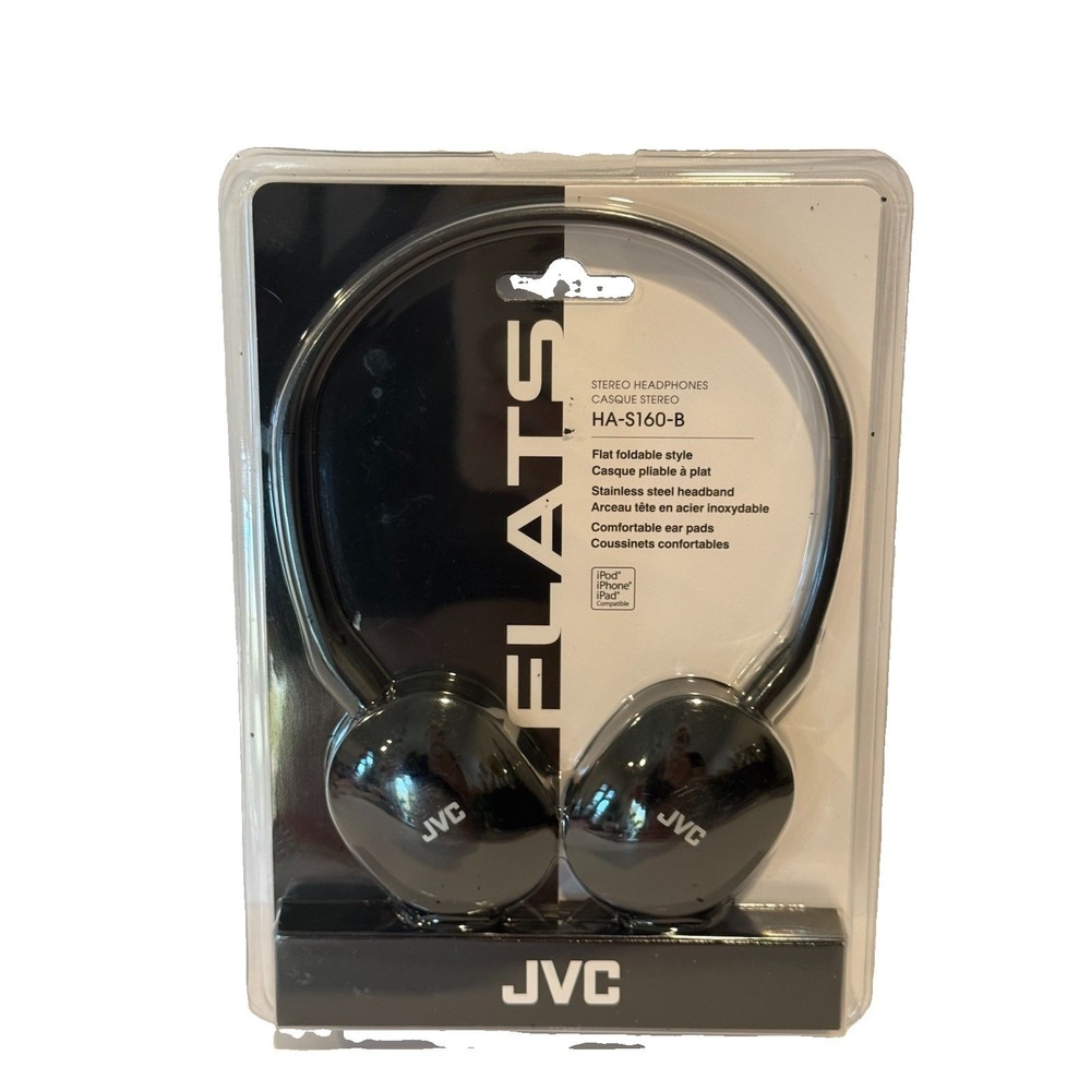 JVC Flats On-Ear Lightweight Stereo Wired Headphones with Steel Headband (Black)